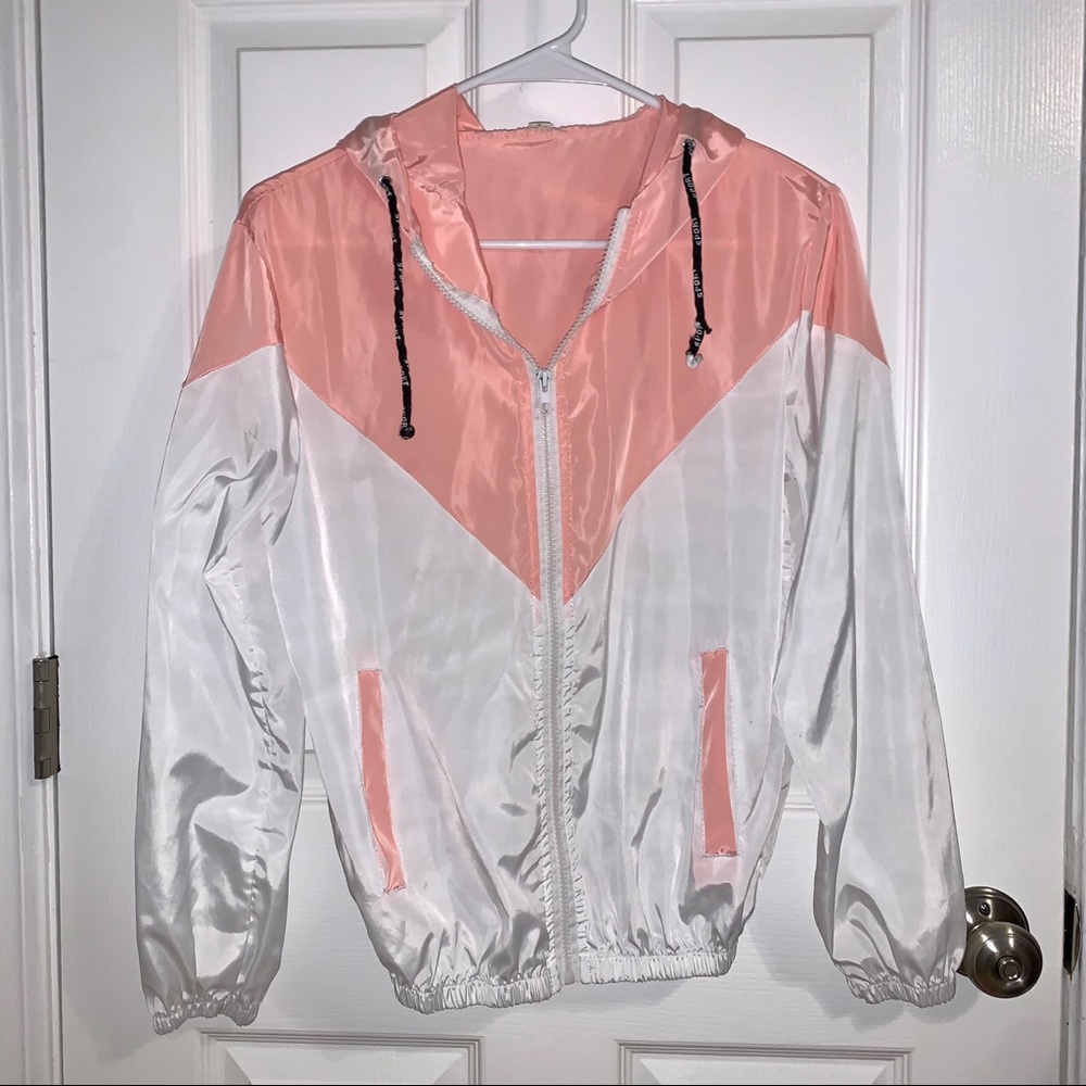 Pink and White Windbreaker